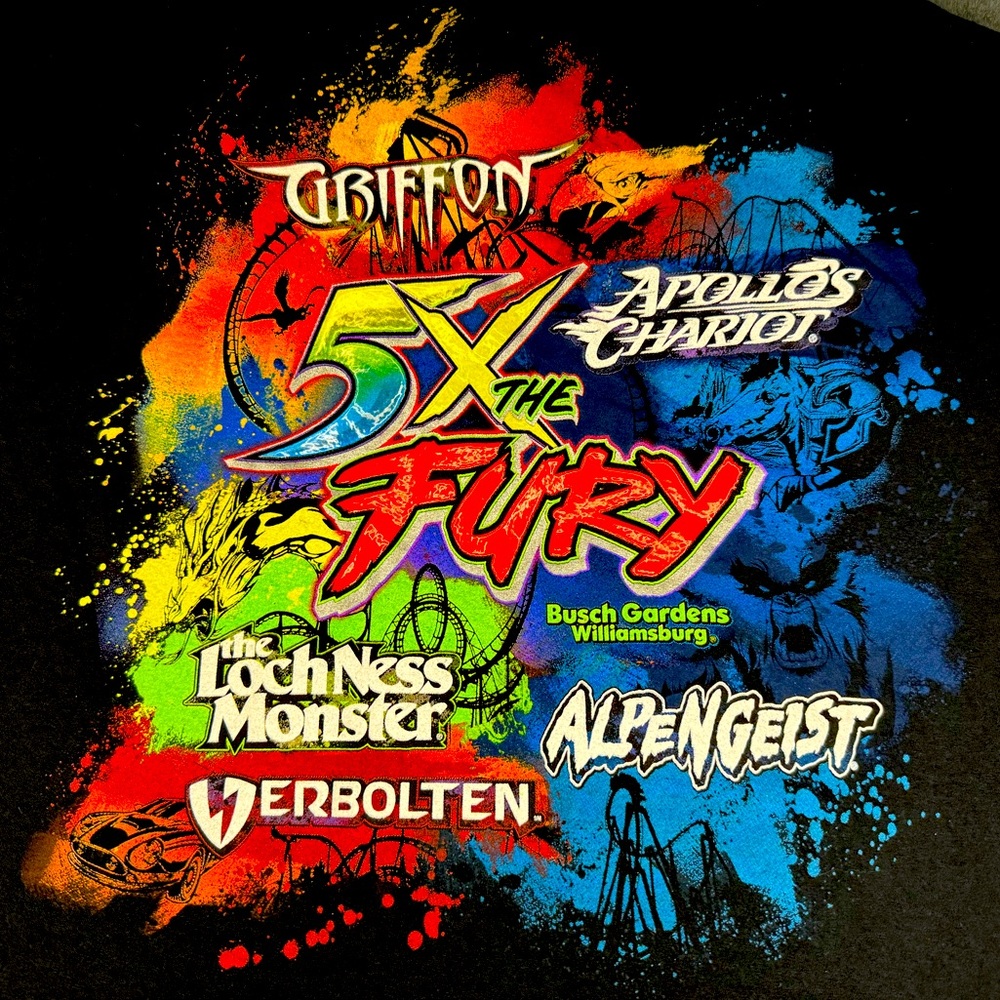 Busch Gardens Williamsburg 5x The Fury Shirt